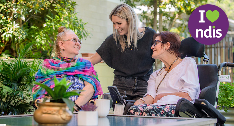 SDA lifestyle banner shows ladies doing craft on the balcony