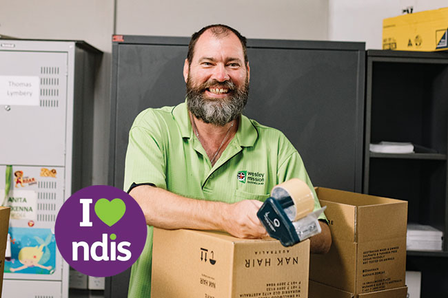 Wesley Industries NDIS Supported Employment - Packing Staff packing at Wesley Industries NDIS Supported Employment