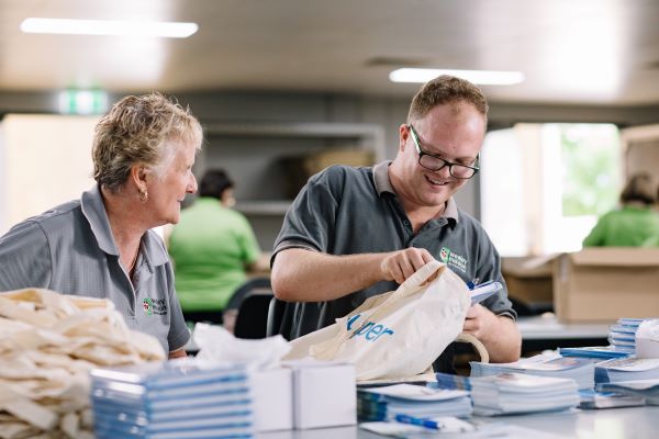 Wesley Industries friendly disability employment Images shows workers at Wesley Industries, WMQ's friendly disability employment
