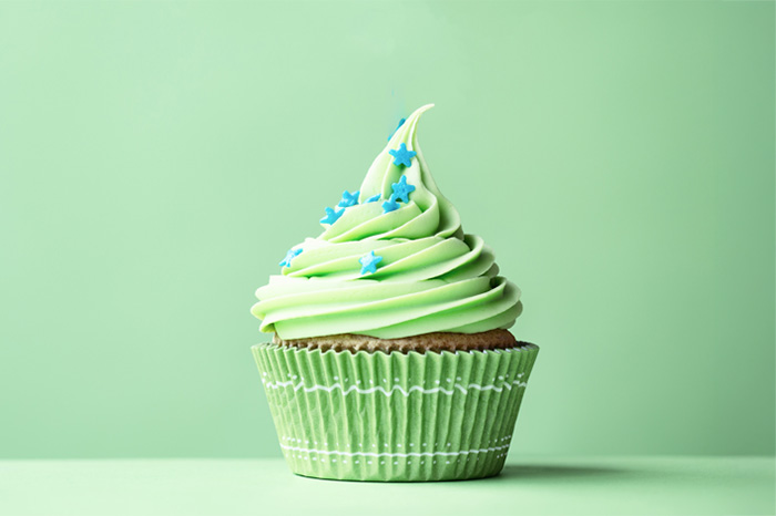 A green cupcake