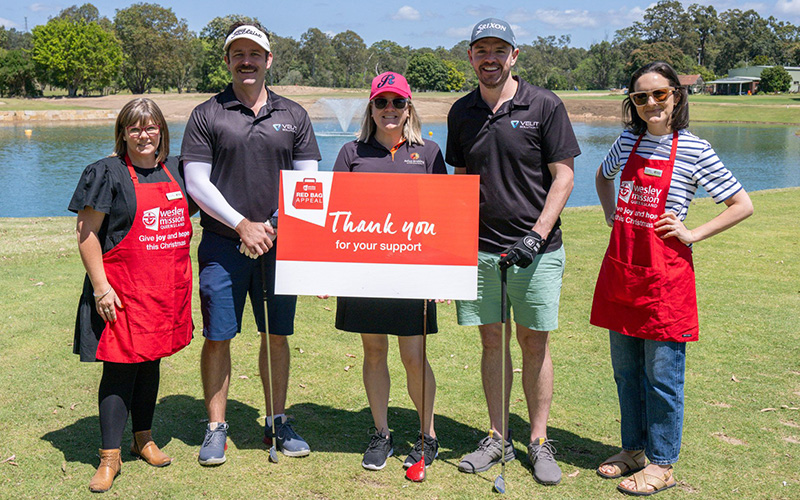 Thank you sign from WMQ at Council of Qld Insurance Brokers golf day charity event