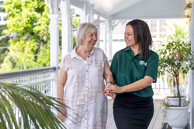 Home Care Brisbane - Staff anf Client Chat Outdoor - WMQ Home Care Brisbane - Staff and Client Chat Outdoor - WMQ