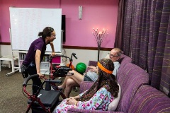 Staff chatting with residents