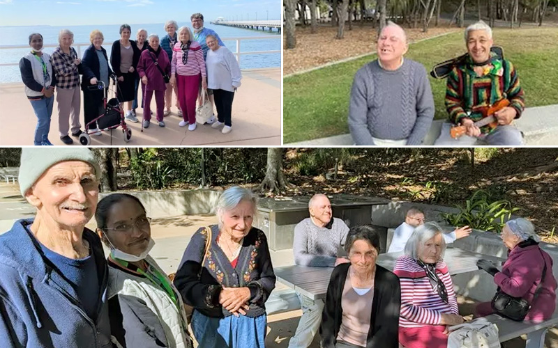Group of seniors from one of WMQ's respite day care centres in Brisbane during a day trip to Shorncliffe.